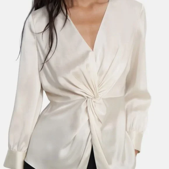 THEORY Twist Blouse in Satin NWT Size 8 - Picture 2 of 5